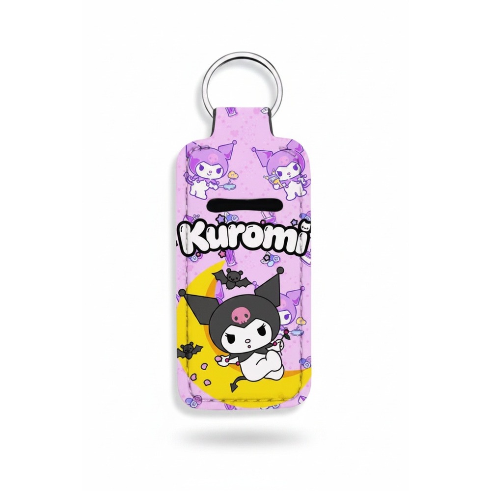 Sanrio Kuromi Lip Balm Holder Keychain Pink Neoprene Chapstick Sleeve Accessory